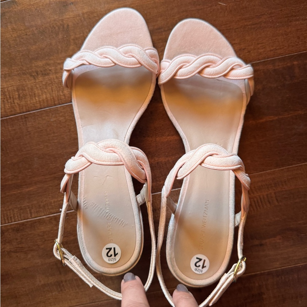 Stuart Weitzman Light Pink Suede Dancer Twistie Sandals  Heels sz 12